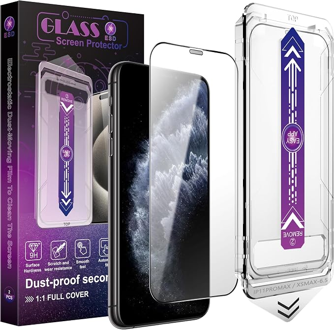 2 Pack Screen Protector for iPhone 11 Pro Max/iPhon XS Max, 9H Tempered Glass