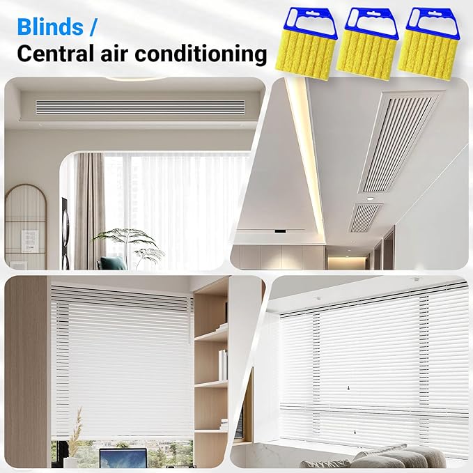 3pcs Window Blind Cleaner Duster Tool,2026 New Cleaning Tools,7 Fingers Washable Microfiber Dusters for Cleaning,Crevice Cleaning Brush, Duster for Venetian Blinds & Air Conditioner Vents(Blue