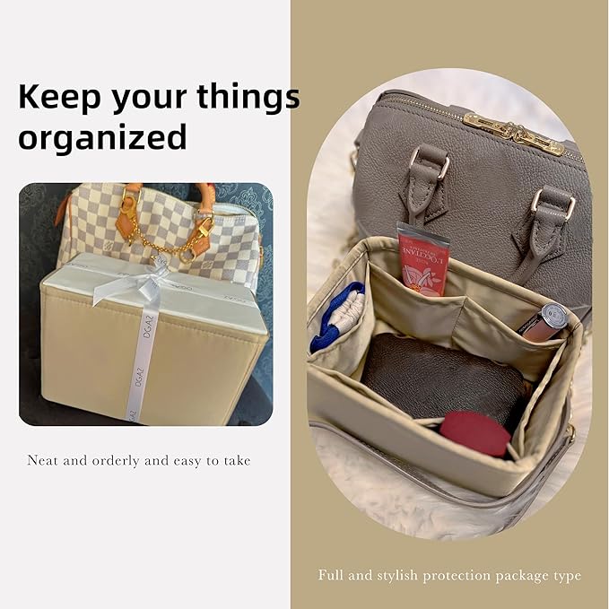 DGAZ Silk Purse Organizer Insert Fits LV Speedy 16/20/25/30/35/40/45 bags,Silky Smooth Bag Organizer,Luxury Handbag & Tote Shaper(S2 trench,SP16)