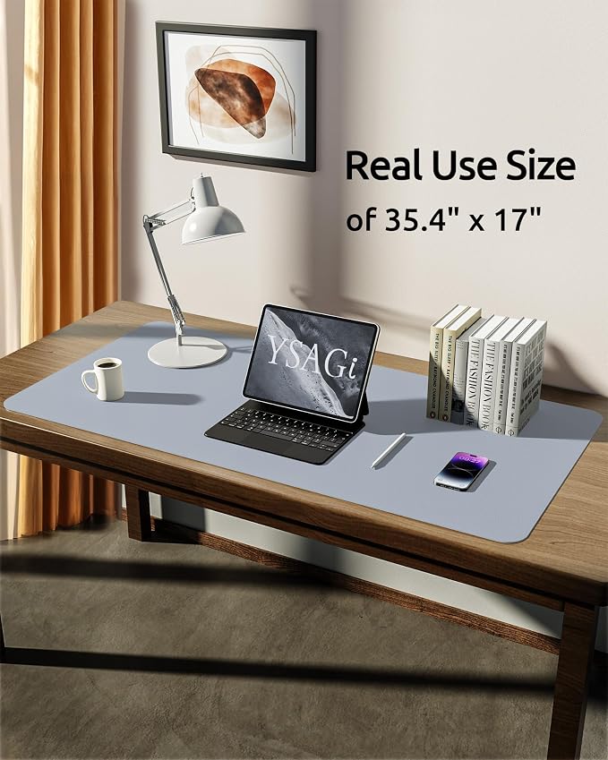 YSAGi Leather Desk Protector, Office Mat, Large Mouse Mat, Non-Slip PU Leather