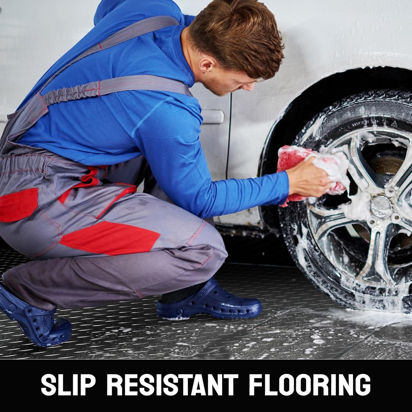 Bonnlo 5x10 FT Garage Floor Mat for Under Car,Thickened PVC Roll Floor mats,Waterproof Non Slip Parking Mat,Black
