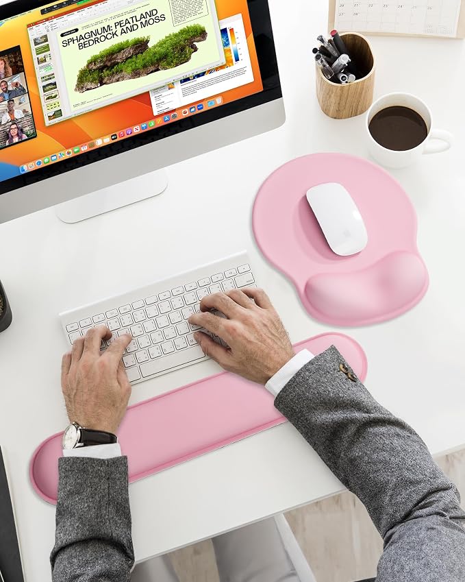 Ergonomic Mouse Pad Wrist Support Set, Memory Foam Keyboard Wrist Rest Set