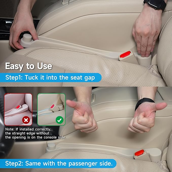 Givifive Car Seat Gap Filler Set of 2, 3IN1 Seat Side Gap Filler Plug with Storage Slot & Hook Function, Soft Foam Universal Fit Car SUV Truck Fill Gap Between Seats Console Organizer(Narrow Ivory)
