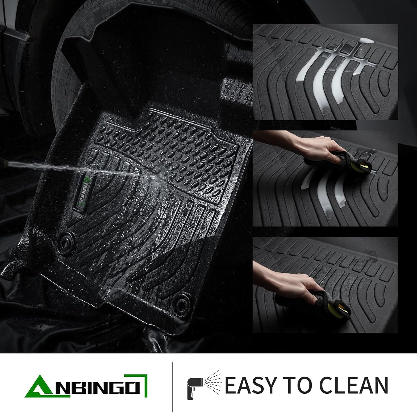 ANBINGO-Floor Mats Fits 2014-2018 Silverado/Sierra 1500, 2015-2019 2500/3500 HD, Double Cab Only, Custom Fit Silverado Floor mats, All Weather Protection Silverado1500 Double Cab Accessories