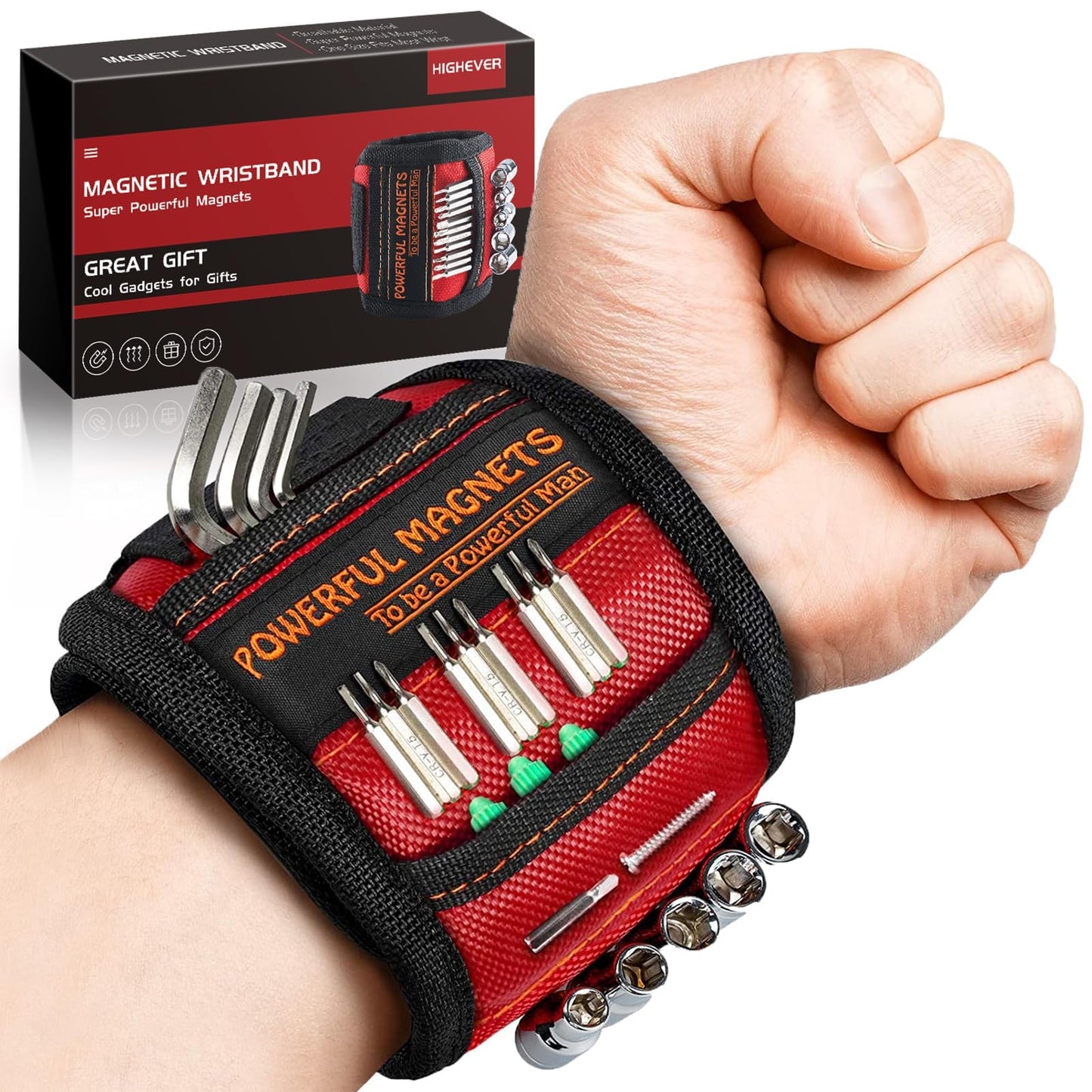 Magnetic Wristband Perfect Stocking Stuffers for Men Women Adults Gifts, Tool Belt Magnet Wrist for Holding Screws Nails Christmas Gadget Birthday Dad Him Husband Who Have Everything Wants Nothing