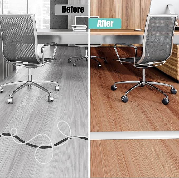 Floor Cord Cover Self Adhesive Cord Hider, 3.3FT Cable Management, Extension