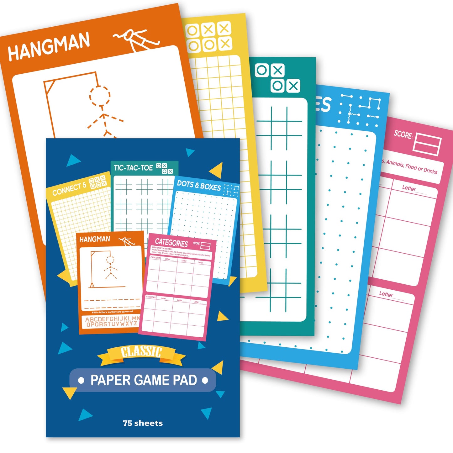 6 Portable Travel Game Activities Notepad On The Go Plane Trip Game 4 x 6-inches (2 Pads and 60 Sheets Each)