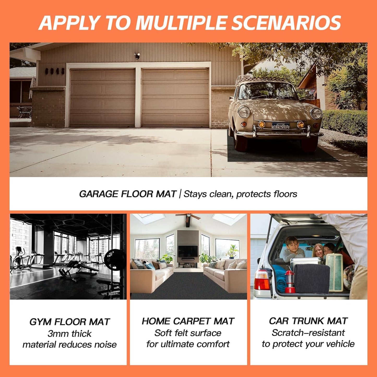 36"x60"(2 PCS) Garage Floor Mat & Oil Spill Mat, Heavy Duty Under Car Mat for Garage & Driveway, Protects Against Oil, Chemicals & Stains with TPE Anti-Leak Backing, Reusable & Washable