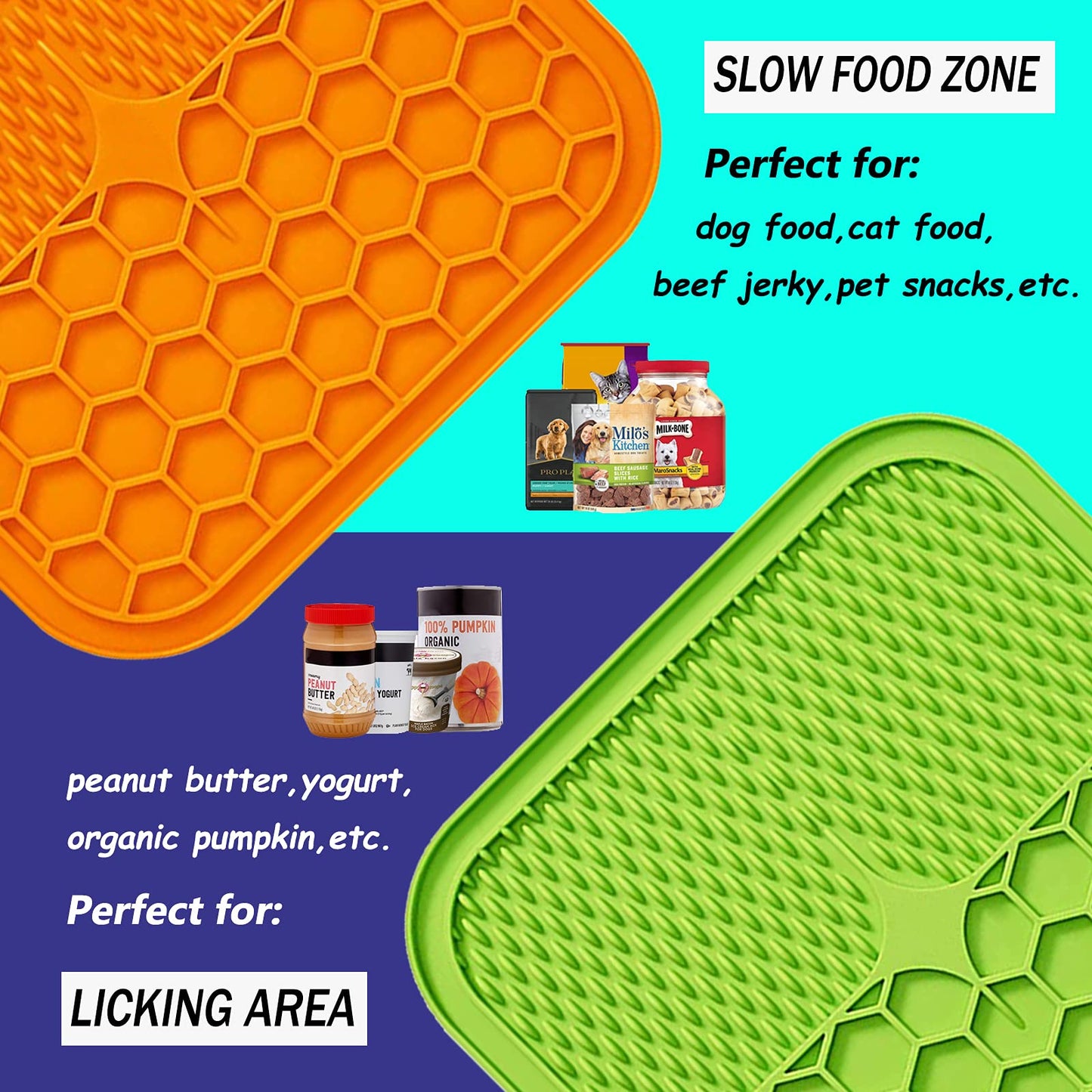 Kwispel Dog Licking Mat, 3 Pcs Large Licking Mat for Dogs with Suction for Anxiety, Peanut Butter Dog Licking Mat Slow Feeder Dispensing Treater Lick Pad for Dogs Cats Grooming Bathing and Training