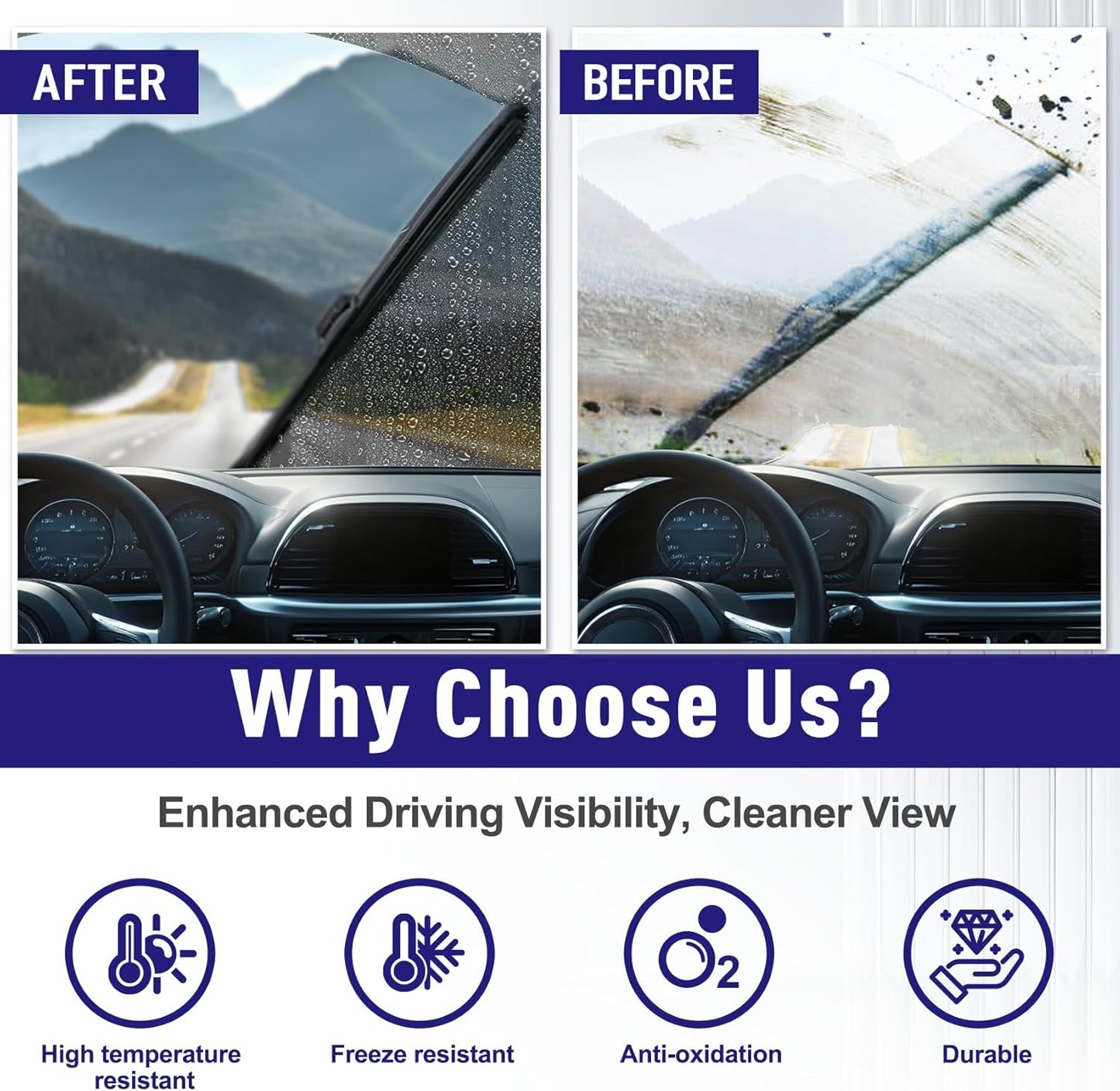 AJK Windshield Wiper Blade, OEM Quality Front and Rear Windshield Wipers for Chevrolet Trailblazer 2002 2003 2004 2005 2006, 22" 22" 16" Window Blades (Set of 3)