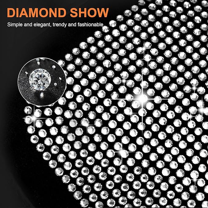 Bling Car Center Console Cover Custom Fit for Jeep Grand Cherokee L - Leather Armrest Cover with 2 Storage Pockets and Crystal Rhinestones(Black)