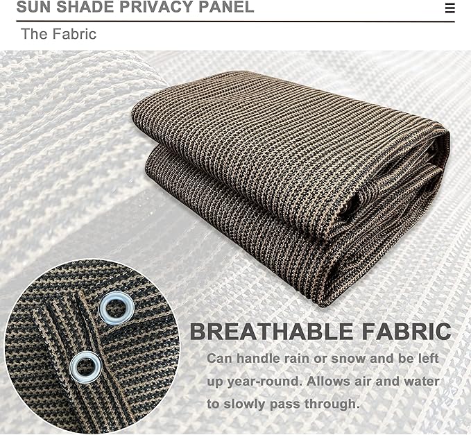 Alion Home Sun Shade Privacy Panel with Grommets and Hems on 4 Sides for Patio, Awning, Window, Pergola or Gazebo - Mocha Brown (8' x 14')