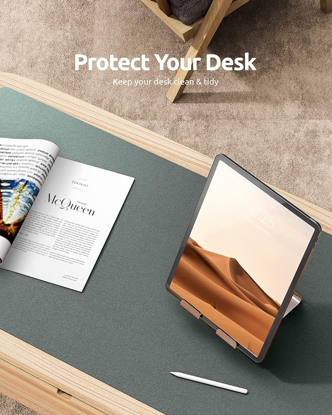 YSAGi Leather Desk Pad Protector, Office Desk Mat, Large Mouse Pad, Non-Slip PU