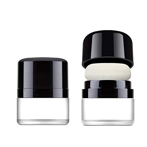 Empty Loose Powder box with Mirror Travel Portable Powder Case with Mushroom Sponge Puff DIY Cosmetic Foundation Powder Case Blusher Finishing Powder Jar Container (2pcs set)