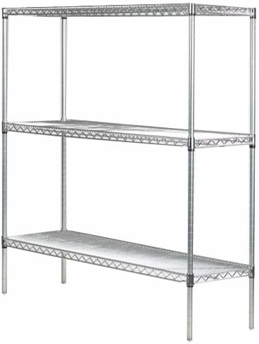 Omega 14" Deep x 30" Wide x 74" High 3 Tier Chrome Starter Shelving Unit