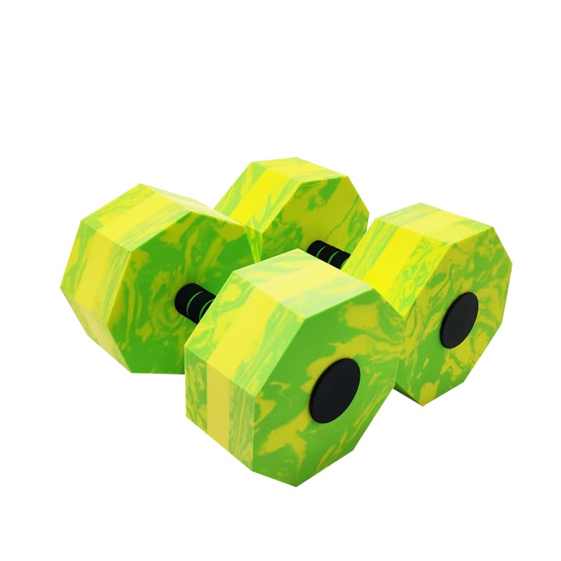 Aquatic Exercise Dumbbell Set of 2 for Water Aerobics, High-Density EVA-Foam Water Weights, Pool Fitness Equipment for Unisex Adults