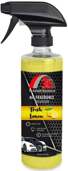 3E Car Air Freshener Premium Fresh Lemon Scent 16 fl oz – Professional Automotive Air Freshener & Odor Eliminator, Long-Lasting Interior Fragrance for Cars, Trucks, SUVs, RV, Home & Office (LEMON)