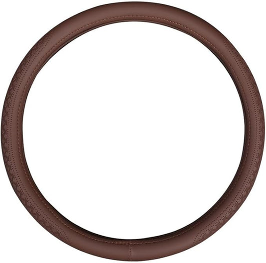 Car Steering Wheel Cover Rubber Inner Ring All Car Universal Four Seasons Universal Thin Fiber Leather Anti-Slip 16 17 18 19inch for Truck (17inch, Brown)