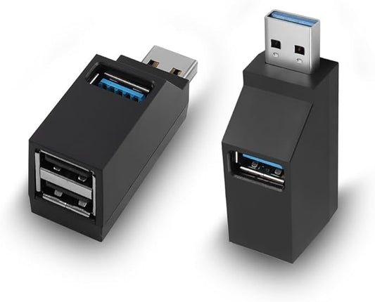 3 Ports USB Hub,USB Male to Female Expansion Adapter 2 Pcs 90 Degree Splitter 1 USB 3.0 and 2 USB 2.0 Port Portable Powered Data for Connecting Mobile Hard Disk, U Disk, Camera, Mouse,etc