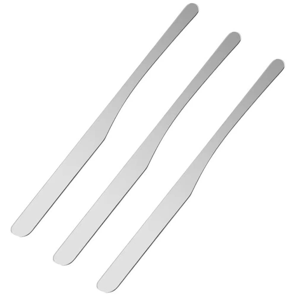 3 Pieces Stainless Steel Makeup Spatula Foundation Mixing Tool Eye Cream Spoon Beauty Scoop Makeup Beauty Spoons Cosmetic Skincare Spatula for Home Beauty Salon Use, Silver