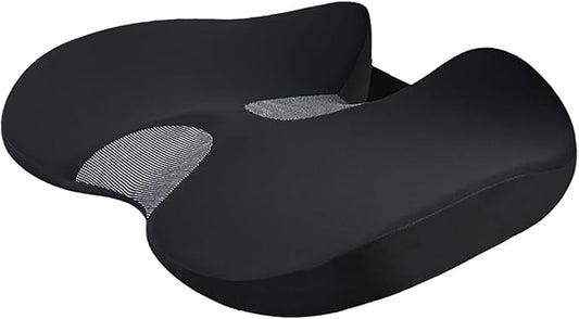 Car Seat Cushion for Long Driving, Ergonomic Memory Foam Seat Cushion, Car Seat Cushion for Back Pain and Lumbar Support Non Slip and Easy Clean for Driving Gaming Chair and Travel C Cool Black