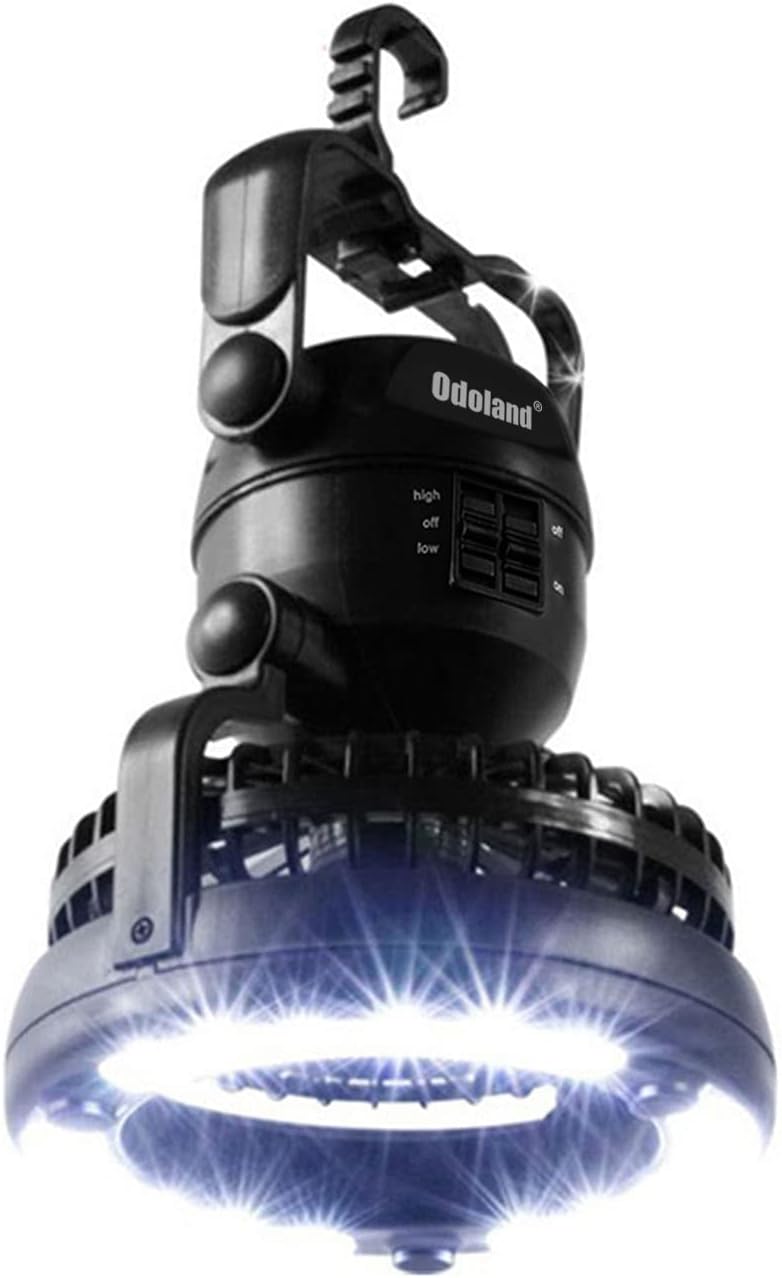 Odoland Portable LED Camping Lantern with Ceiling Fan - Hurricane Emergency