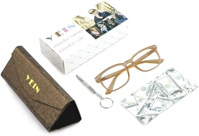 YEIN Bifocal Reading Glasses with Blue Light Blocking Lenses, Bifocal Reader for Women and Men, Vintage Square frame with Spring Hinge (+0.00/+1.50 magnification)