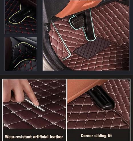 Custom Floor Mats for Cars，Luxury Full Coverage All Weather Car Floor Mats，Leather Car Mat Set ， Floor Mats for 99% of Cars, Trucks & SUVs (Yellow)