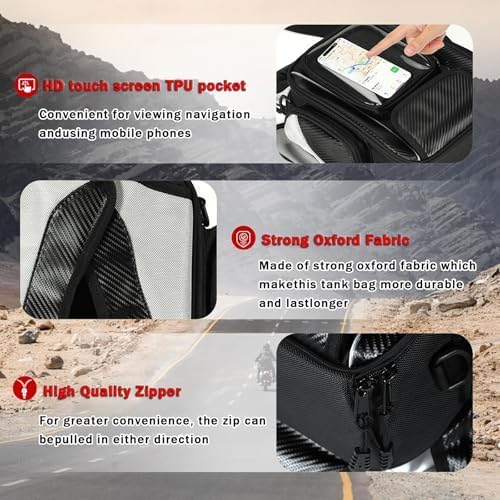 Motorcycle Tank Bag for Triumph Street Triple 2017-2023, Magnetic & Strap Mount Tank Bag for Motorcycles, Motorcycle Touring Navigation Luggage Bag Tank Bags, B Magnetic