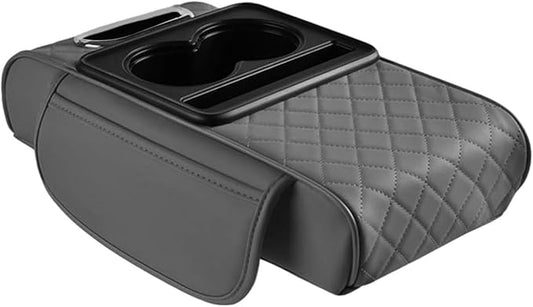 Car Center Console Pad Armrest Cushion Pad Anti Slip Car Decoration with Cup Holder Tissue Box Slot for Car SUV, Style D