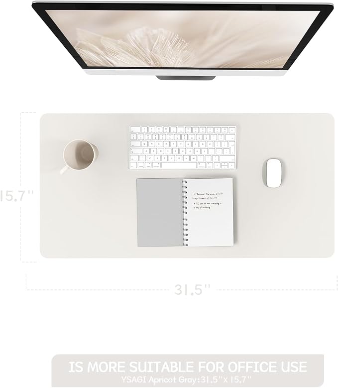 YSAGi Non-Slip Leather Desk Pad, Waterproof Laptop Computer Desk Keyboard Mat