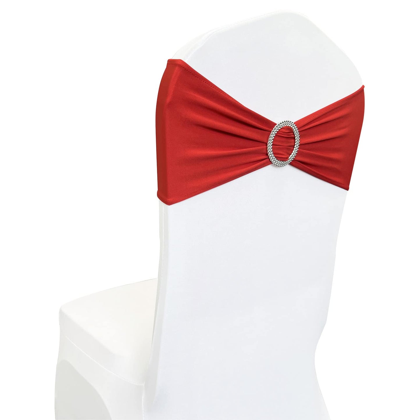 Maiangel Spandex Chair Sashes Bands 50PCS Stretch Chair Ties Bows with Buckle Slider for Wedding Party Banquet Decoration (Red)…