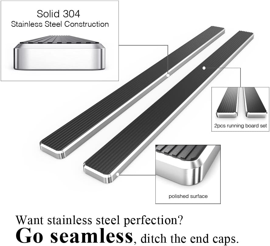 APS Running Boards (Nerf Bars Side Steps Step Bars) Compatible with Ford F250 F350 Super Duty 1999-2016 Regular Cab (Silver 5in 304 Stainless Steel)