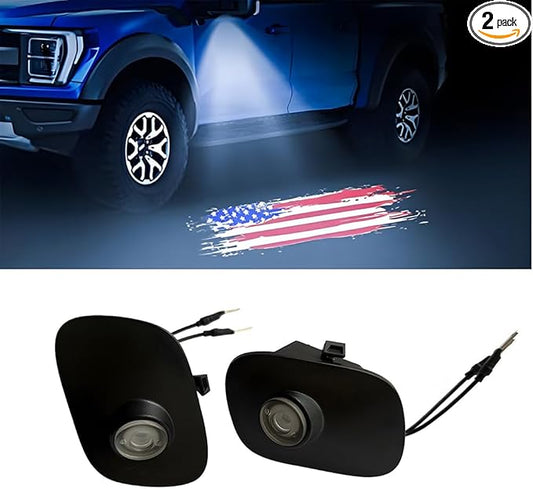 2Pcs Side Mirror Logo LED Welcome Lights Puddle Lamp Projector Door Light Floor Light Accessories Suitable for 2015 2016 2017 2018 2019 2020 2021 2022 2023 2024 2025 Ford Raptor F150 F250 F350
