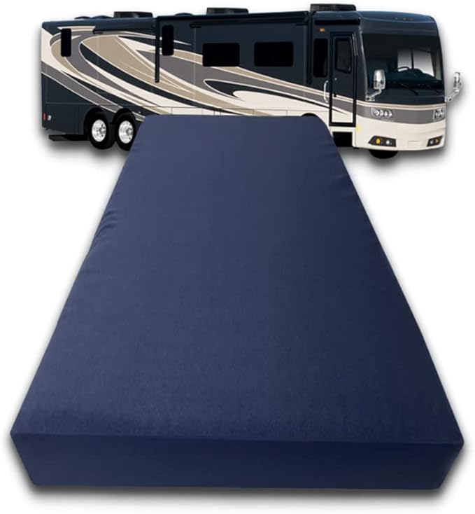 FoamRush 6-Inch Bunk (36" x 72") High Density Foam RV Mattress Replacement with Canvas Navy Cover, Medium Firm, Made in USA, Camper Trailer, Removable Water-Resistant Outdoor/Indoor Cover w Zip