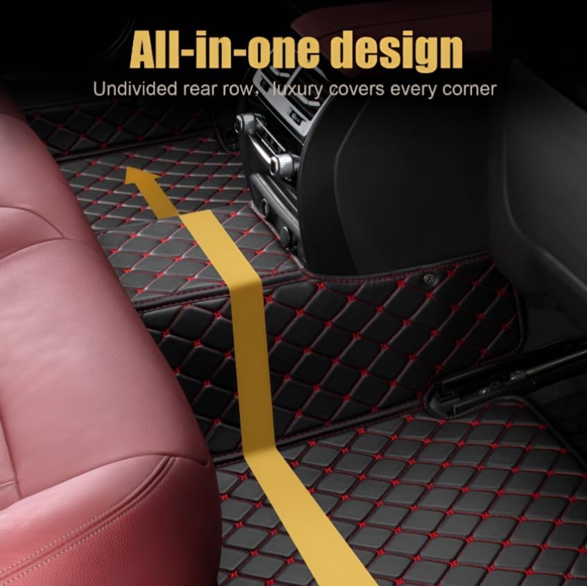 Add Personal Touch to Your Vehicle with IMEISH Customizable Logo Text Car Mats for 99% of vehiclesPads Protection Non-Slip Leather Floor Liners (Beige and Black Beige)