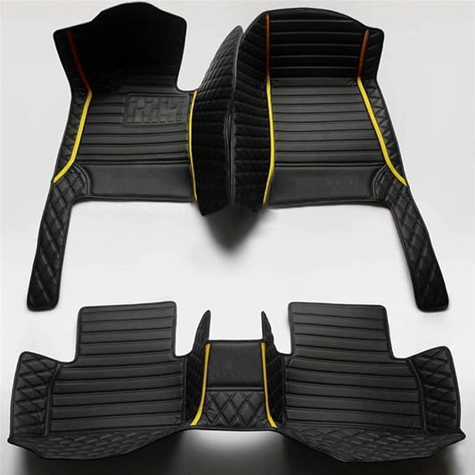 Car Floor Mats Automotive Floor Mats Vehicle Specific All Weather Protection Custom Compatible with Most of 98% Cars SUVs (Black with Yellow bar)