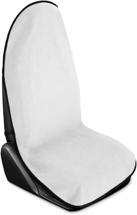 Car Towel Seat Cover, Performance Microfiber Washable Non Slip Vehicle Front Seat Covers, Sweatproof Automotive Interior Chair Protectors, Universal for SUV Automobile Truck (White)