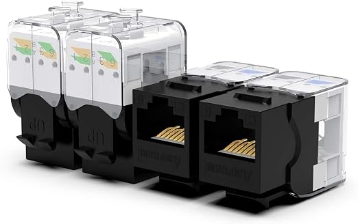 AMPCOM CAT6 Keystone Jack Tool-Less RJ45 UTP, No Punch-Down Tool Required