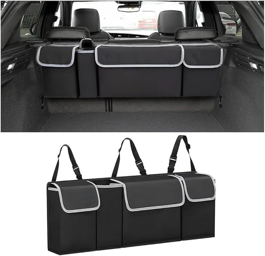Car Trunk Organizer with Lid for 2023-2026 Honda HRV, Large Waterproof Vehicle Backseat Hanging Storage Bag with Pockets & Adjustable Straps