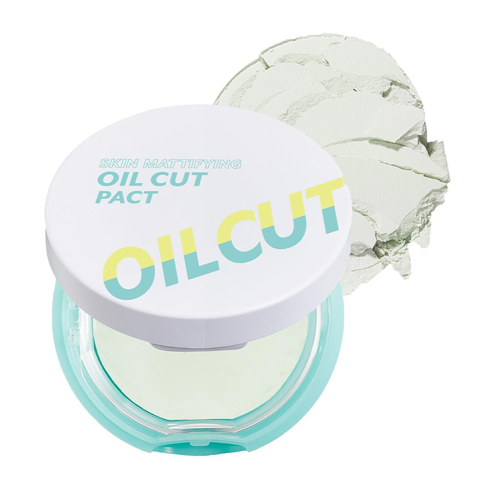 I'M MEME Compact - Oil Cut Pact | Sebum Absorbing, Korean Pressed Setting Powder for Blurring Effect, Makeup Powder Foundation, Translucent Compact, Finishing Powder, Oil Control Face Powder, 0.35 Oz