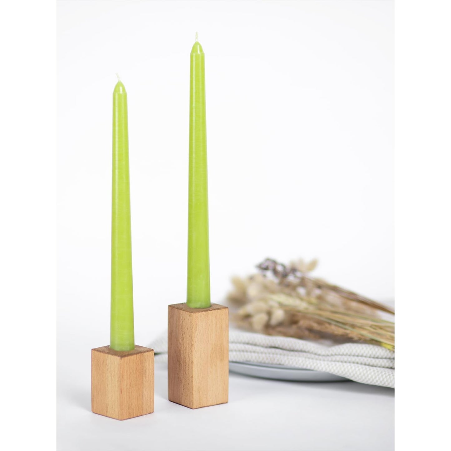 Candwax 12 inch Taper Candles Set of 12 - Dripless and Smokeless Candle Unscented - Slow Burning Candle Sticks Are Perfect As Thanksgiving Taper Candles - Olive