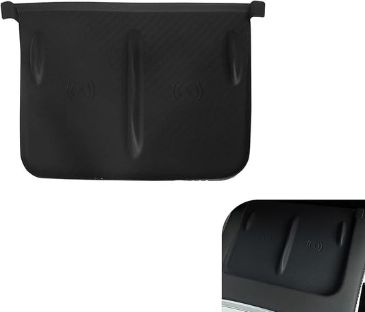 Car Central Control Wireless Charging Mat, Anti-Slip Waterproof Center Console Silicone Pad, Dustproof Phone Charging Protection Mat, Compatible with 2021-2025 Te-sla Model Y/3 (Black)