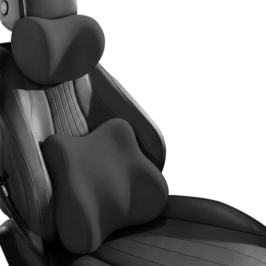Car Headrest Pillow & Lumbar for BMW 3er 323Ci E46 328Ci E46 318Ci E46 320Ci E46 325Ci E46 320Cd E46, Car Seat Neck Pillow Back Support, Breathable All-Season Automotive Seat Cushions, 2PCS