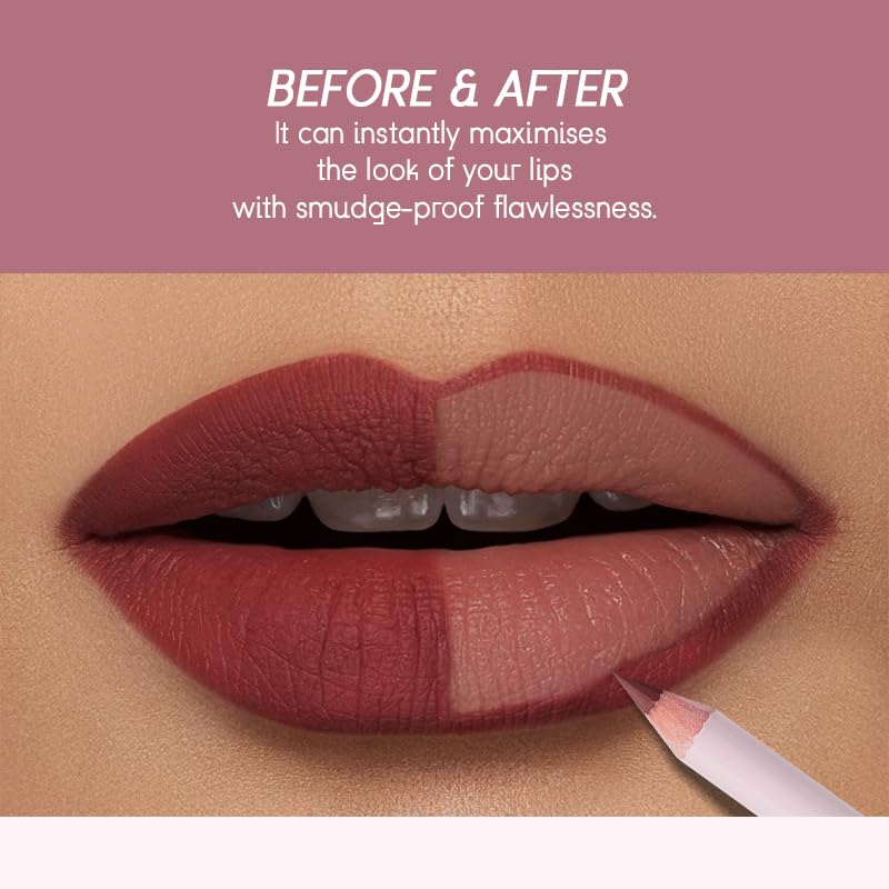 USHAS Lipstick and Lip Liner Combo Set 2 in 1 Waterproof Lipstick for Women Lip liner Set Long Lasting Lipstick, Matte Lipstick Pen with Lip Liner Set Makeup Kits (S7, Pack of 1)