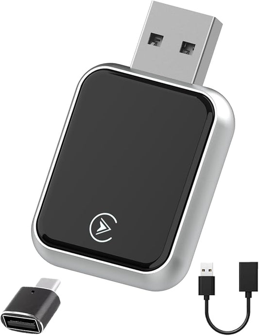 2026 Upgraded USB Wireless CarPlay Adapter for iPhone, Bluetooth 5.8 and Wi-Fi 6, Automatic & Zero-Delay Connection, Android auto Carplay Wireless Adapter for Android and iOS Systems. (Light Gray)