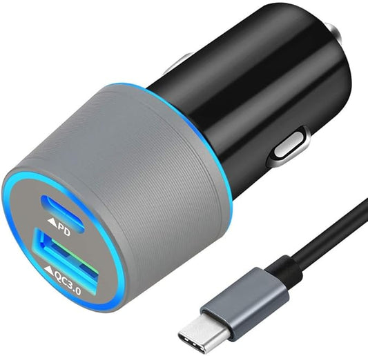 45W Fast USB C Car Charger for Google Pixel 10/10 Pro/10 Pro XL/9/9a/8/7, Galaxy S26+/S25 Ultra, Looptimo Android Phone Plug PD & QC3.0 Cigarette Lighter Adapter with Rapid Charging 3.3ft Type C Cable