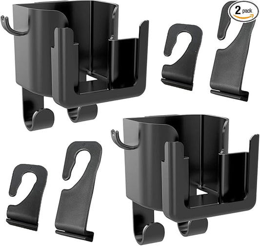 2PCS Multifunctional Car Cup Holder, Car Phone Holder with Headrest Hooks, Hanging Storage Organizer Accessories, Universal Car Back Seat Hook for Purse, Keys, Umbrella, Bag