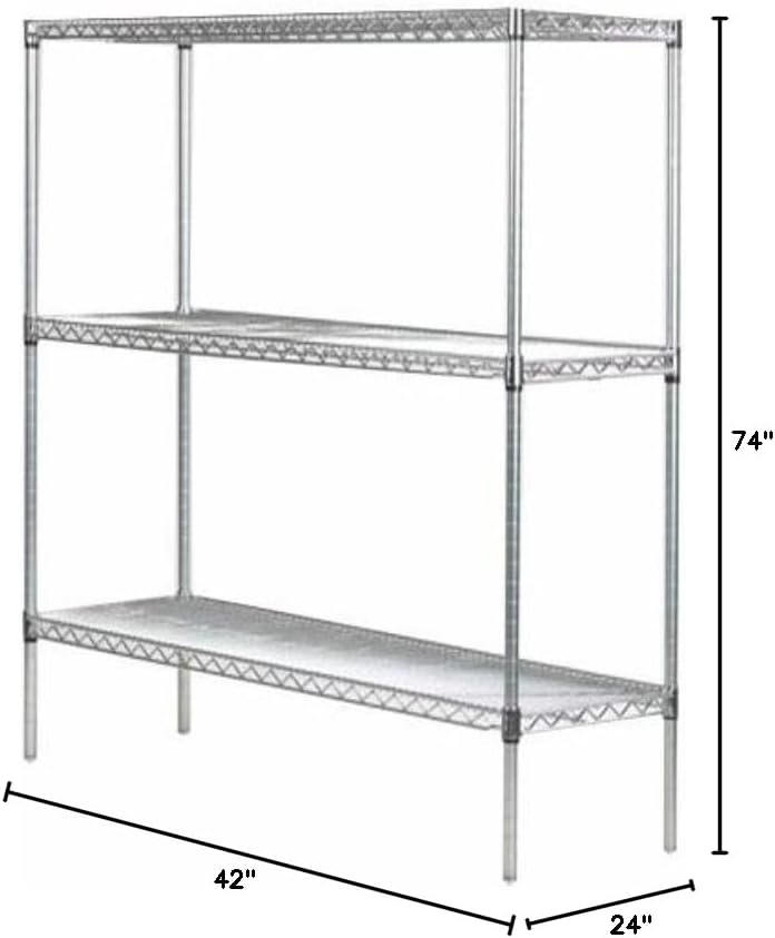 Omega 24" Deep x 42" Wide x 74" High 3 Tier Chrome Starter Shelving Unit