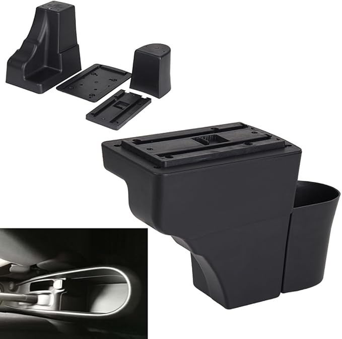 AULPHIKE Compatible with Nissan Note Armrest 2016-2018 Center Console Organizer Armrests Double Layer Storage Space with USB Ports